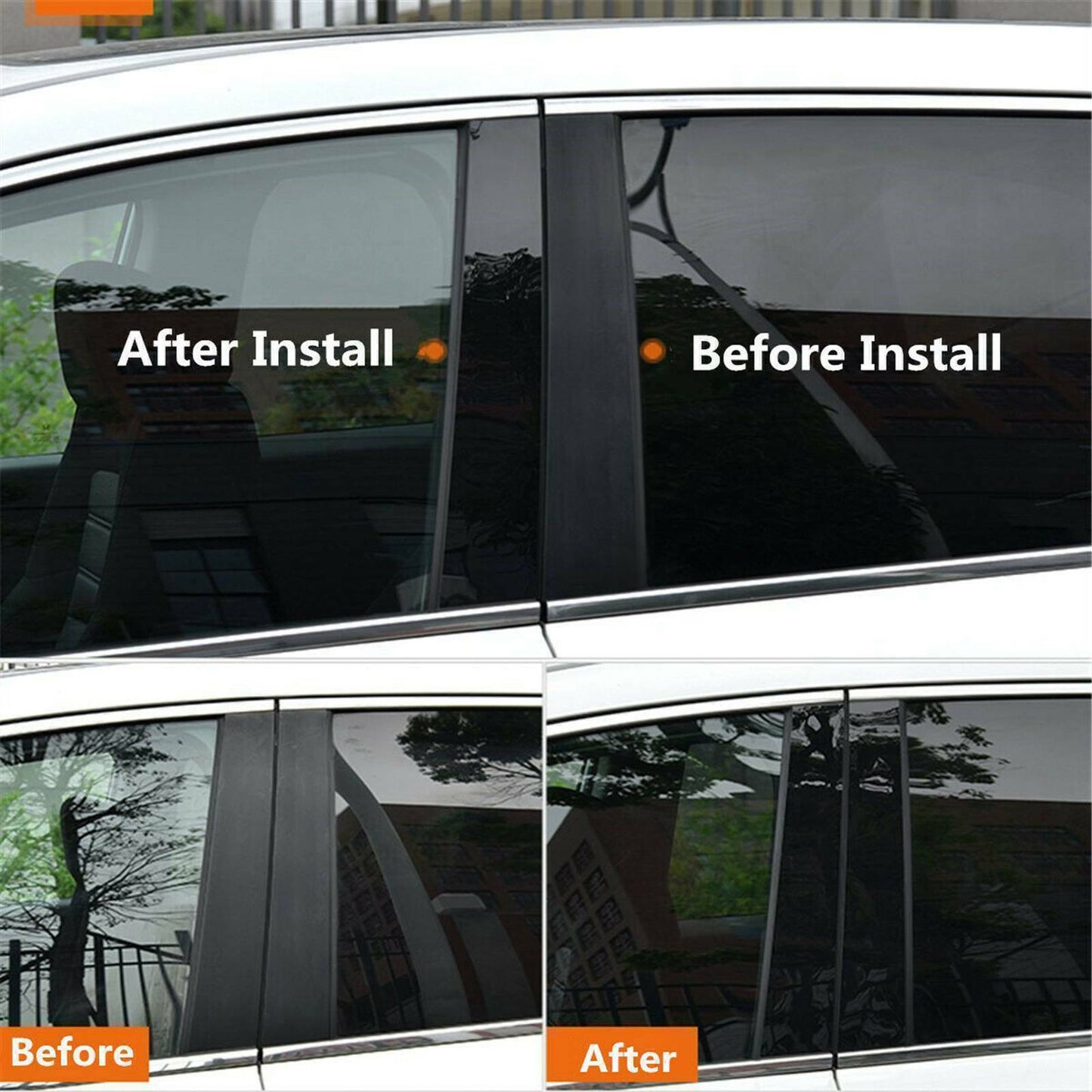 for Dodge Journey 2009-20 Piano Black Pillar Post Door Window Molding Strip Trim