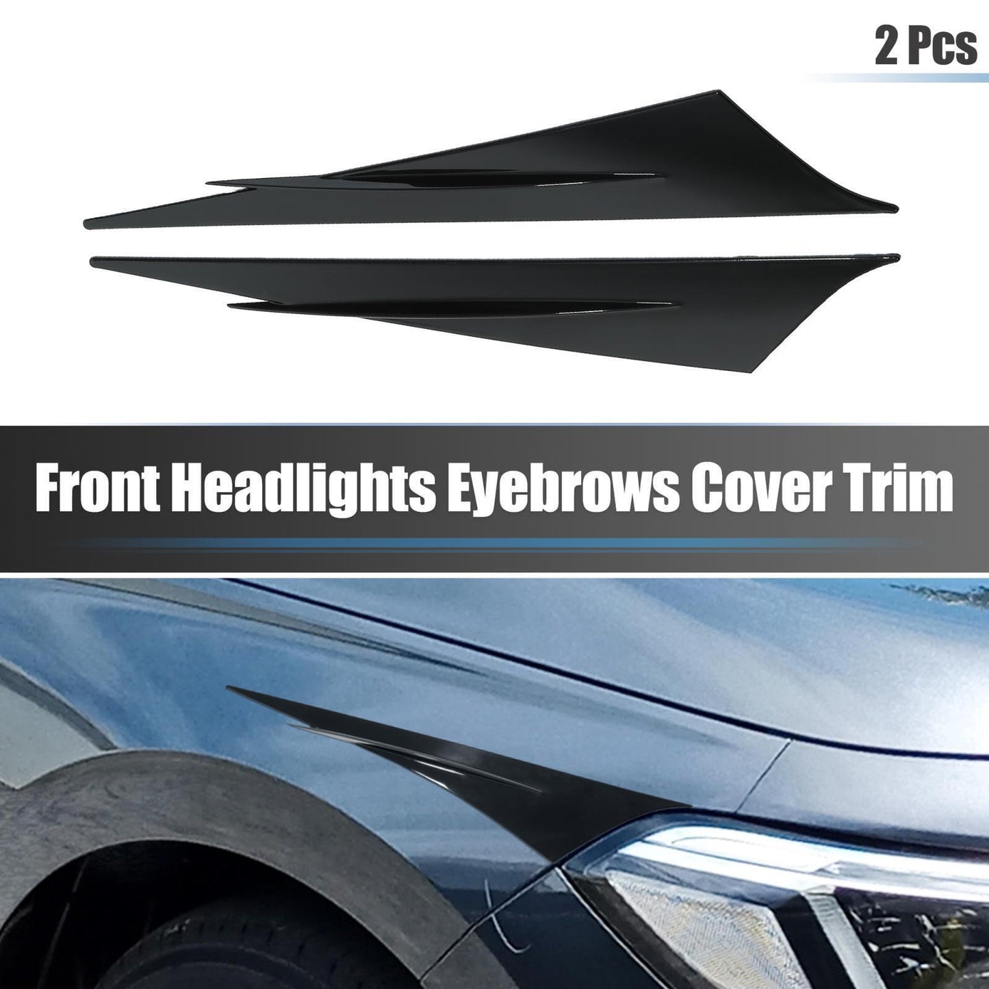 Gloss Black ABS Front Headlight Eyebrow Panel Cover for Honda for Civic 11th 2022-23