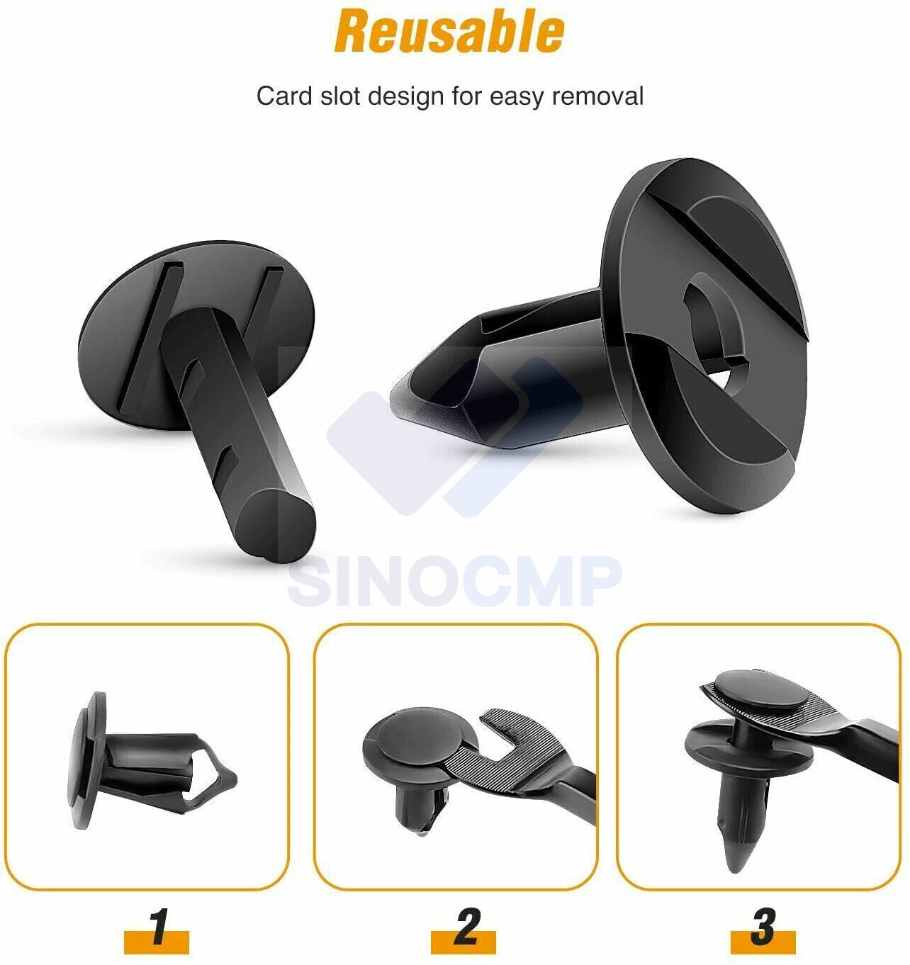 100PCS Car Bumper Clips Fender Push in Fastener Rivets Retainer 8mm Hole Plastic