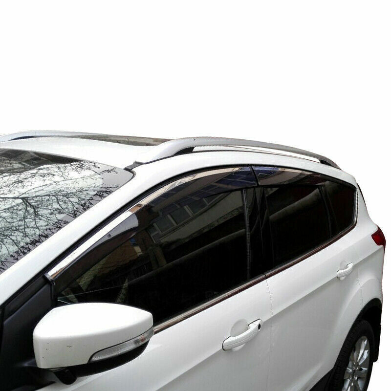for Ford Escape 2013-2019 Car Window Visors Sun Rain Guard Deflector W/Chrome