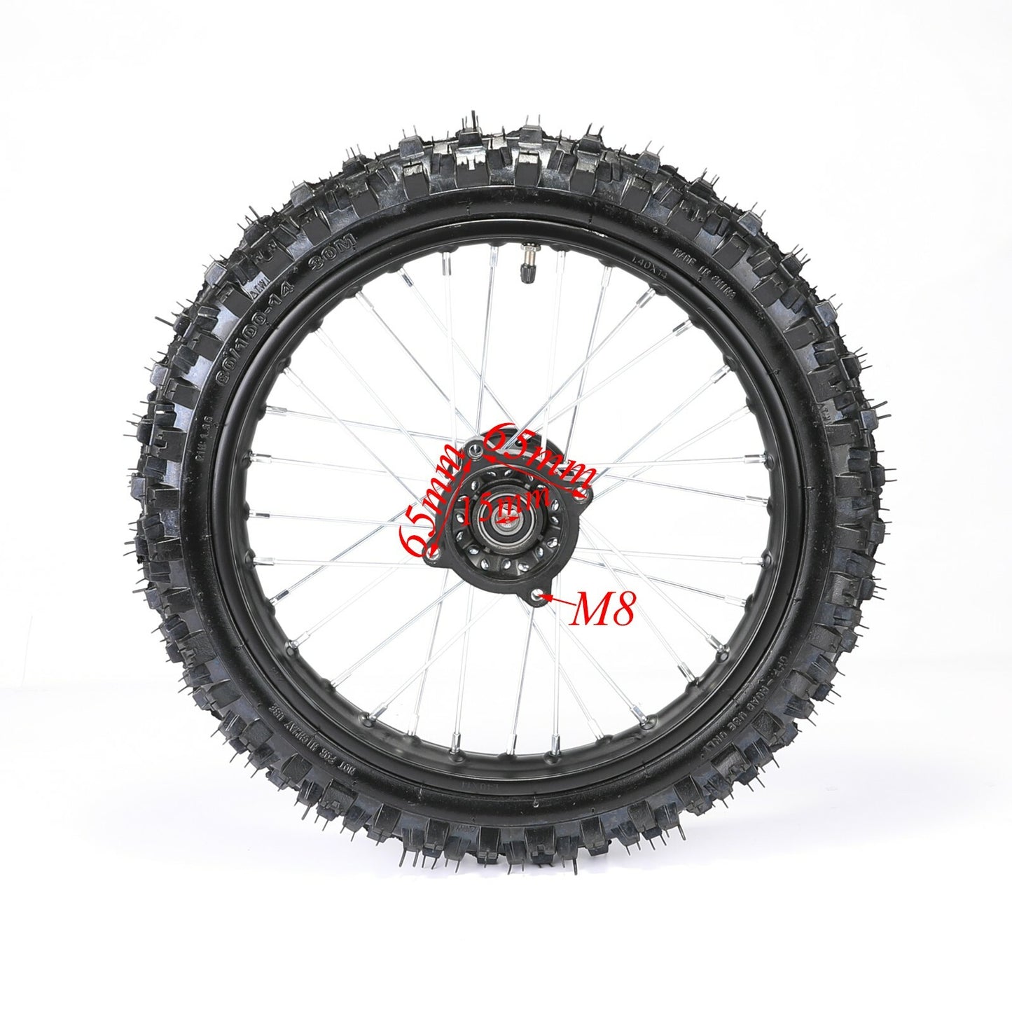 60/100-14 + 80/100-12 front and rear tires and rims CRF 110 SSR Apollo 125 Pit bicycle