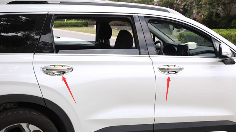 for Hyundai Santa Fe 2019-2023 Titanium Chrome Outside Door Bowl Cup Cover Trim n