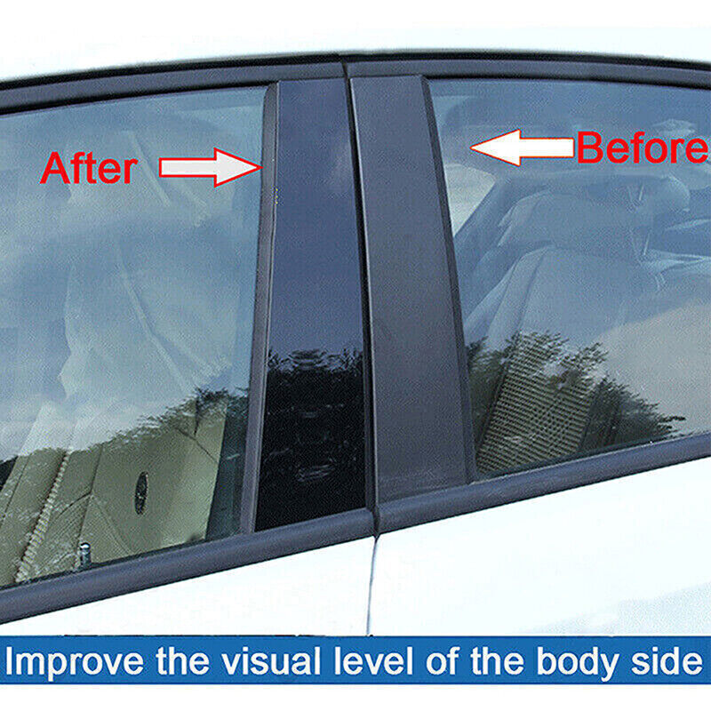 for Honda Odyssey 2005-10 Piano Black Pillar Post Door Window Molding Strip Trim