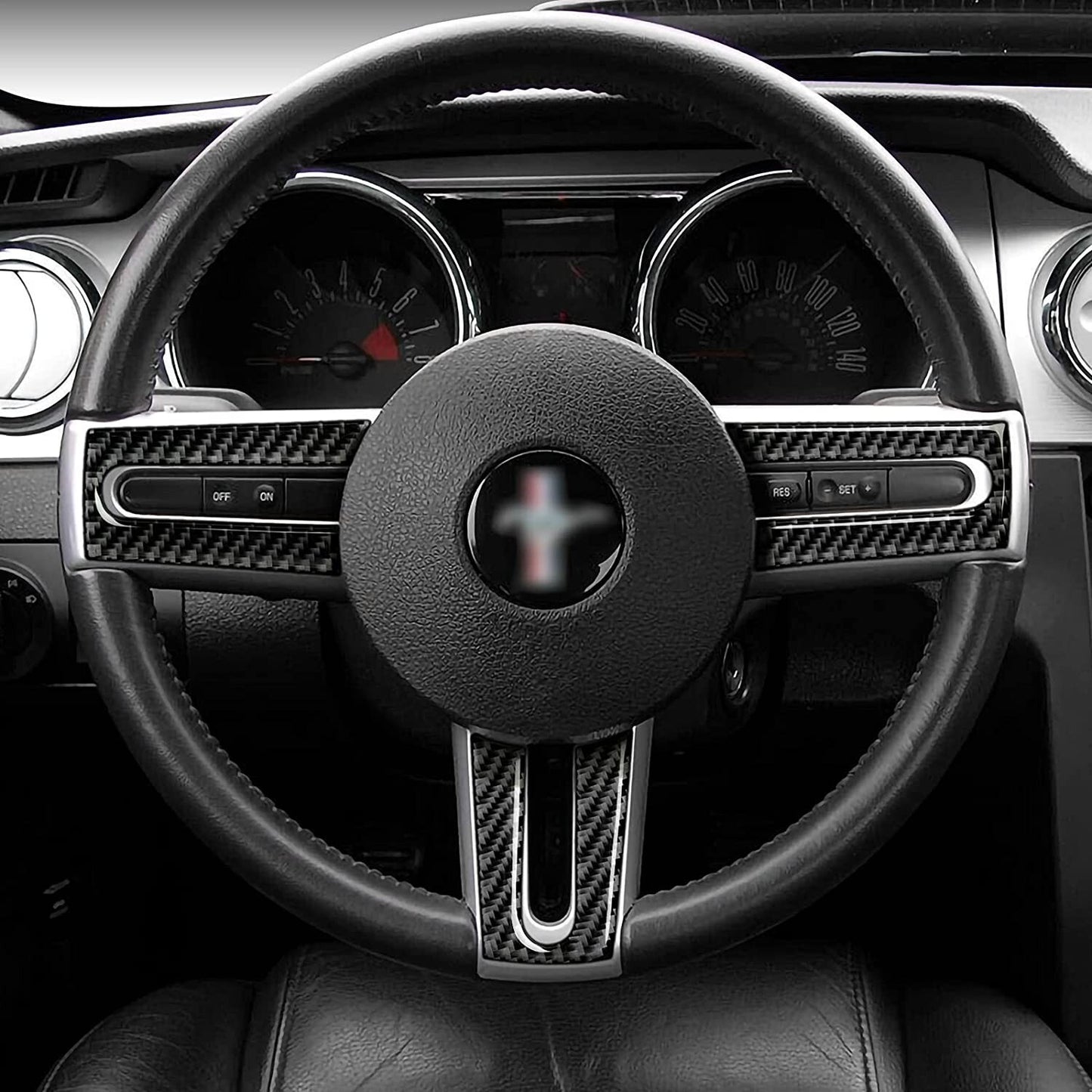 3-PACK Steering Wheel Cover Trim for ford for Mustang 2005-2009 Real Carbon Fiber