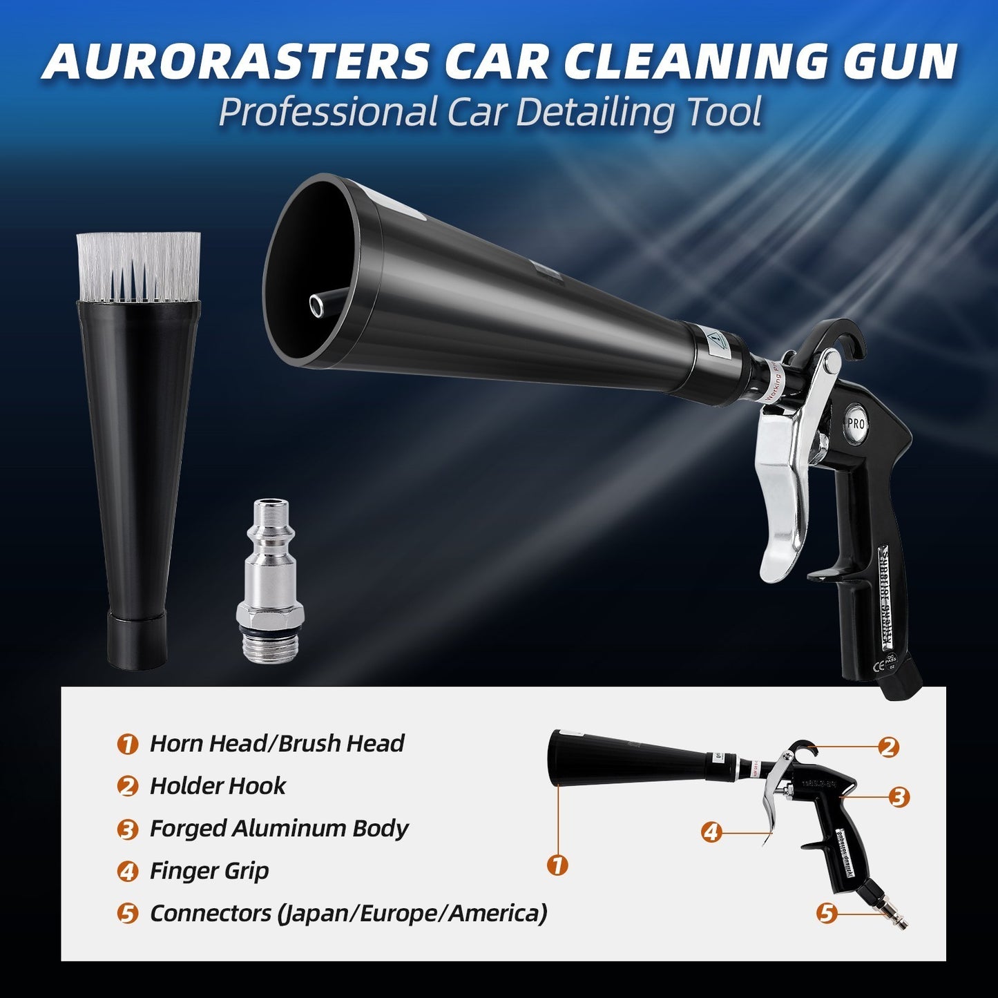 Tornado Car Cleaning Gun Vortex Air Blow Quickly Remove Gun Surface Dirt Dust