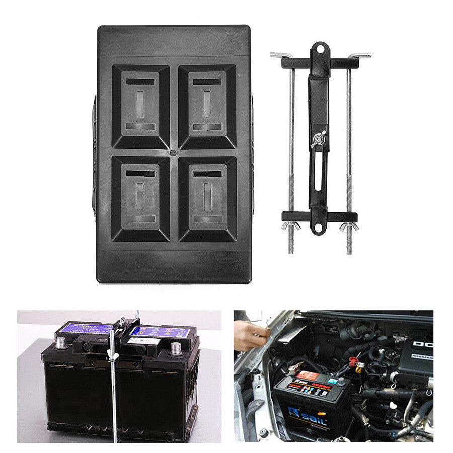 11 x 7.87 ABS Black Battery Tray + Adjustable Hold Down Clamp Kit 5.31- 7.87 Q