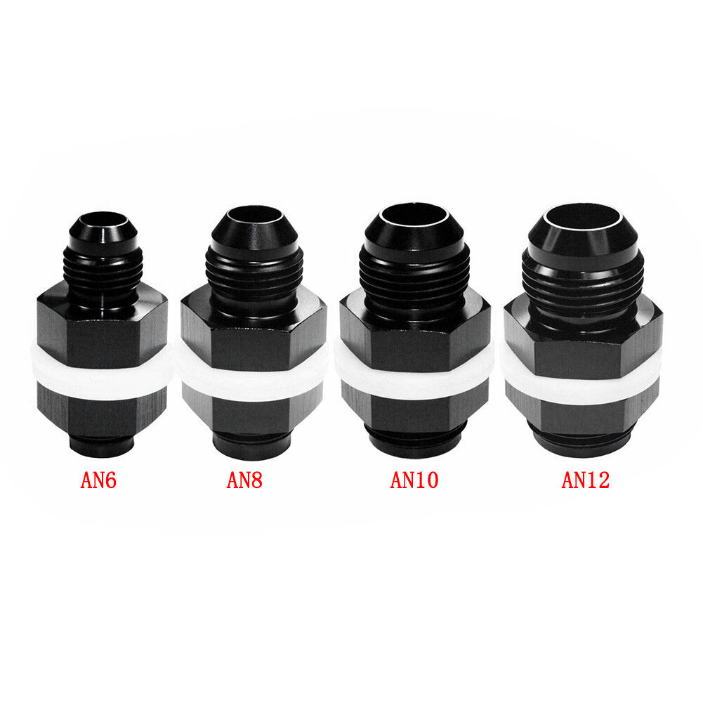 Black AN6 AN8 AN10 AN12 Flare Fuel Cell Bulkhead Fitting With Washer Q