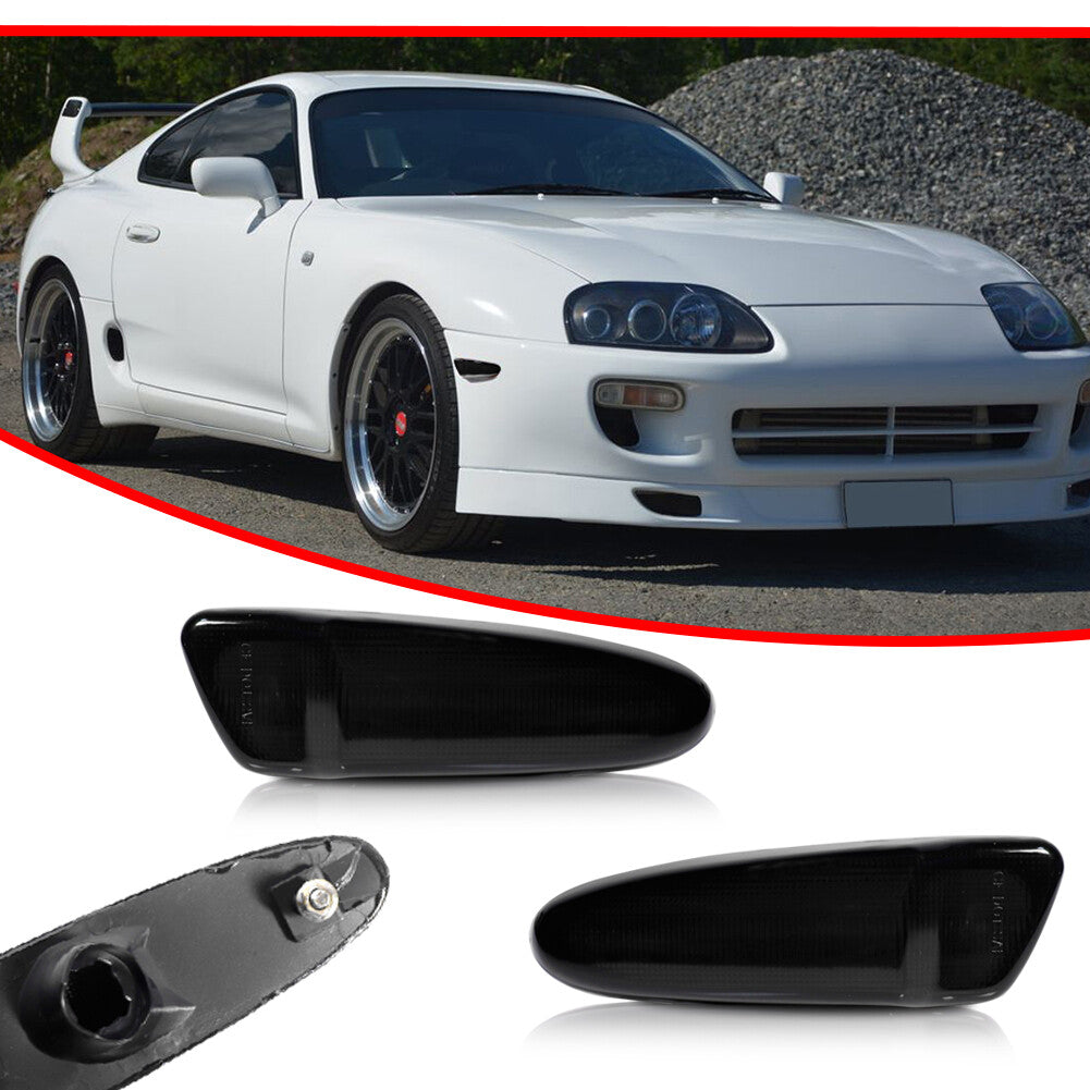 Suitable for 1997-1998 SUPRA MK4 smoked front bumper side marker light lens kit- v