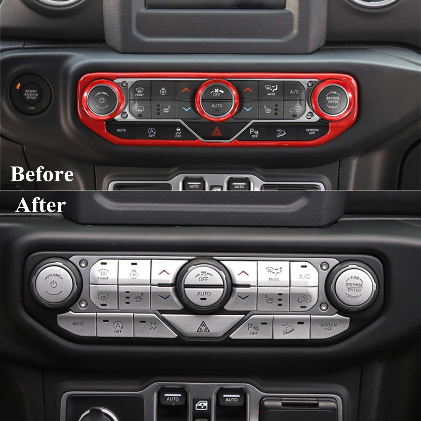 23-PACK Center Console Switch Button Cover Trim for Jeep for Wrangler JL 2018-2023