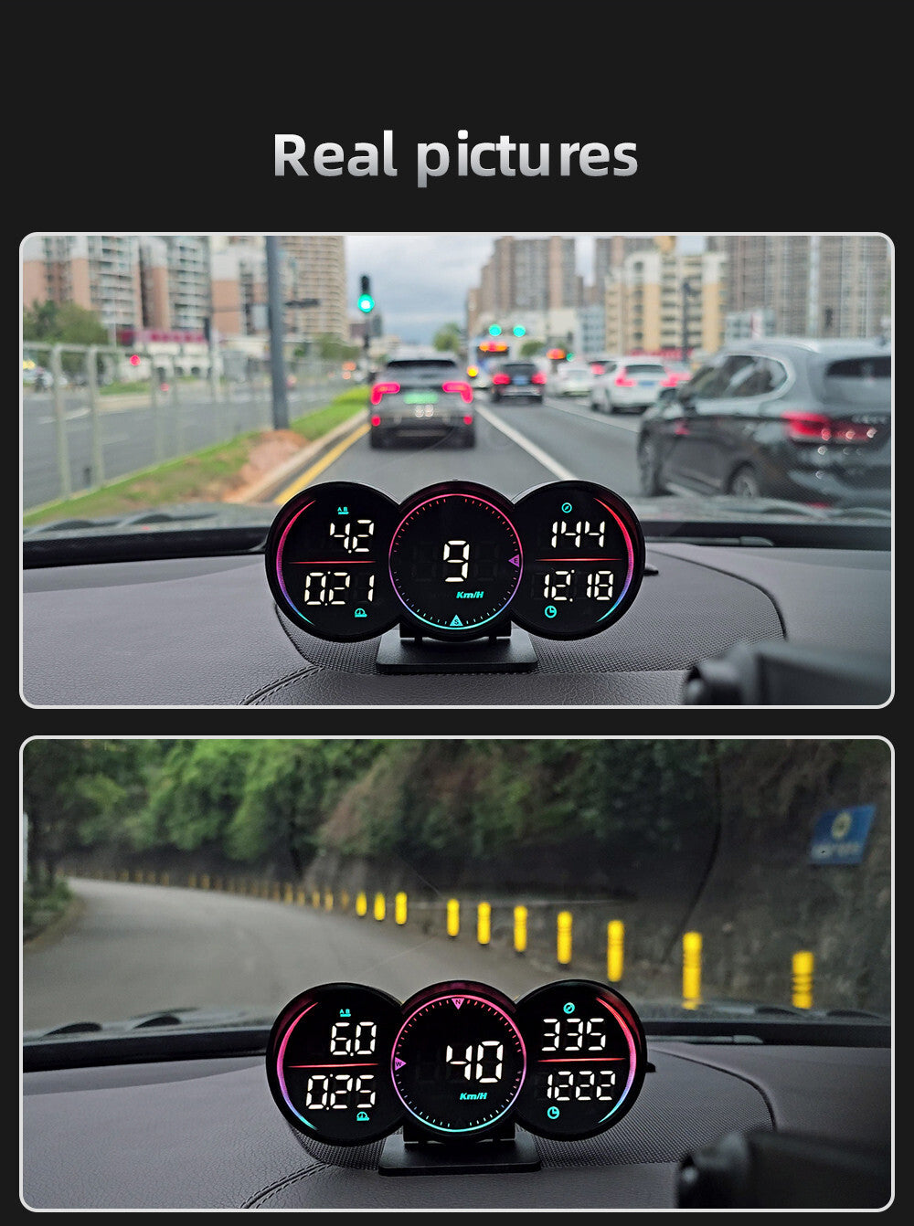 1Car Digital Head Up Display GPS HUD LED Speedometer Tachometer RPM KMH Compass n