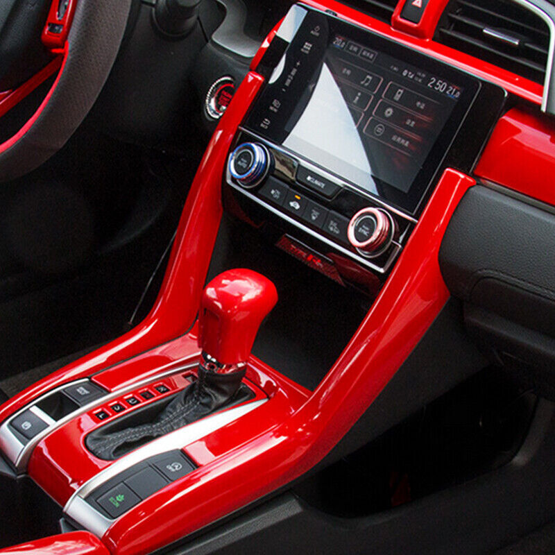 Red ABS Car Inner Gear Shift Knob Cap Cover Trim for Honda for Civic 10th 2016-2021
