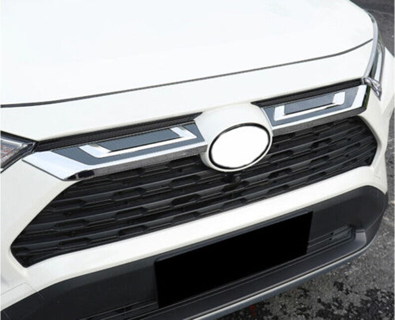 Carbon FiberChrome Front Engine Hood Grille Trim 2pcs for Toyota RAV4 2019-2022