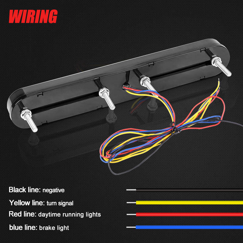 1X LED 9 Motorcycle Flowing Turn Signal Brake DRL Stop Tail Light Bar Amber Red