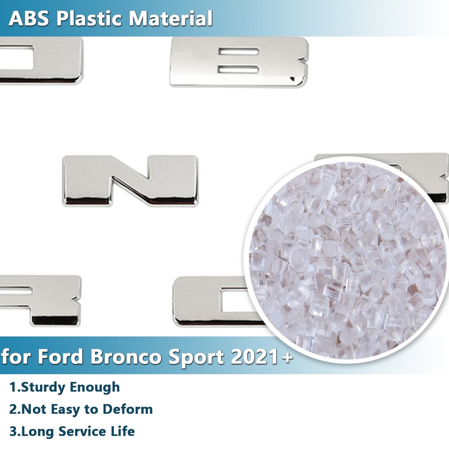 Chrome Grille Emblem Letter Overlay Decal Cover Trim for Ford Bronco Sport 2021+