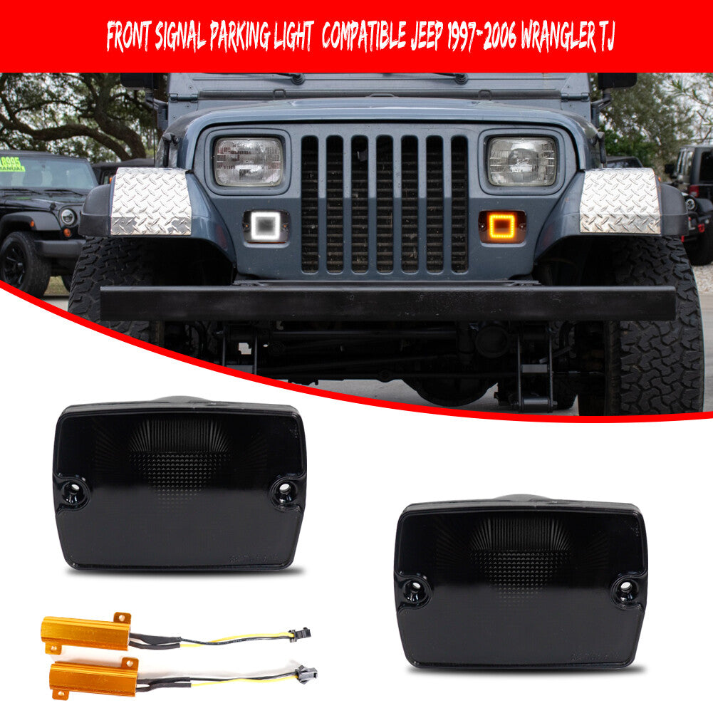 Pack Turn Signal LED Light Replacement for for Jeep for Wrangler YJ 1987-1995 Smoked Lens - v