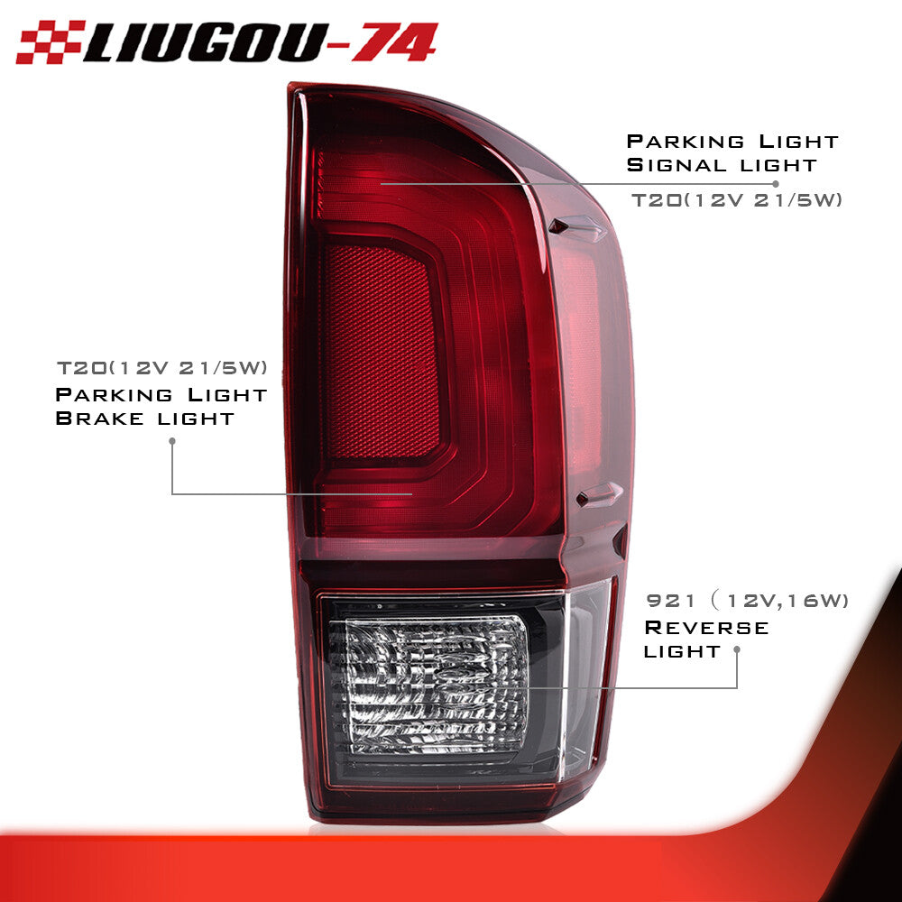 Red Tail Light Brake Light Right Side Fits 2016 - 2022 for Tacoma TRD Style - v