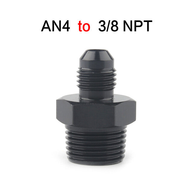 2Pcs 3/8 NPT to 4AN Adapter Pipe Thread to AN4 Male Flare Fitting Black