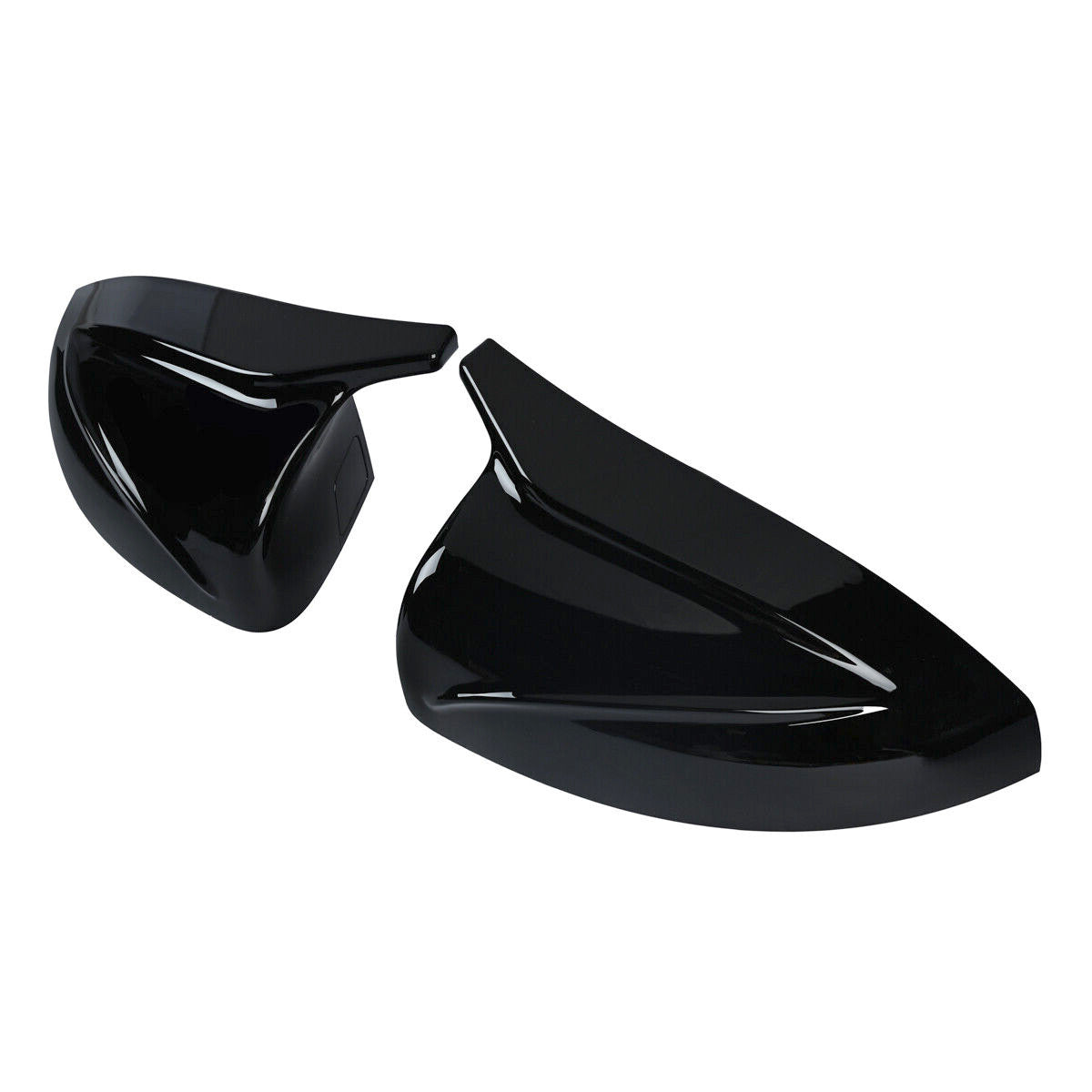 A pair of glossy black side mirror covers for Audi A3 S3 2014 - 20 with lane assist.