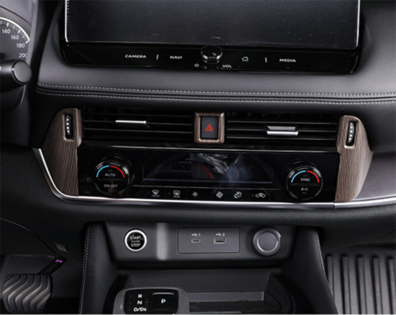 for Nissan Rogue 21-23 Wood Grain Central Console Air Outlet Vent Frame Trims 3P