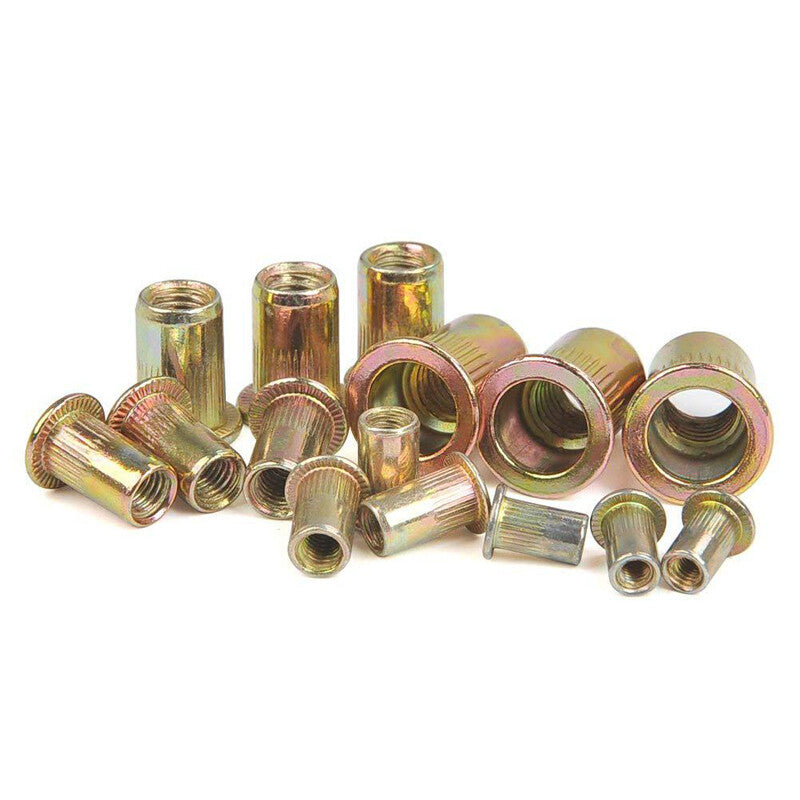 165pcs Mixed Zinc Plated Carbon Steel Rivet Nut Threaded Insert Nut Set v