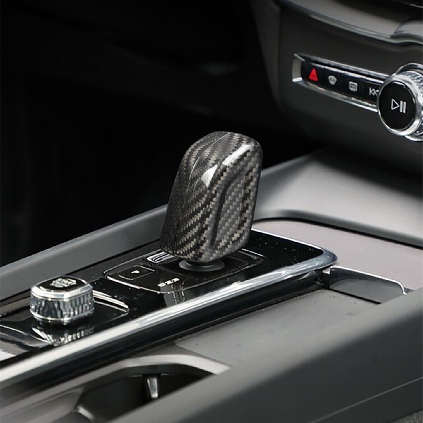 for Volvo XC40 S60 2019-2022 Car Gear Shift Knob Cover Trim Carbon Fiber Real 2x