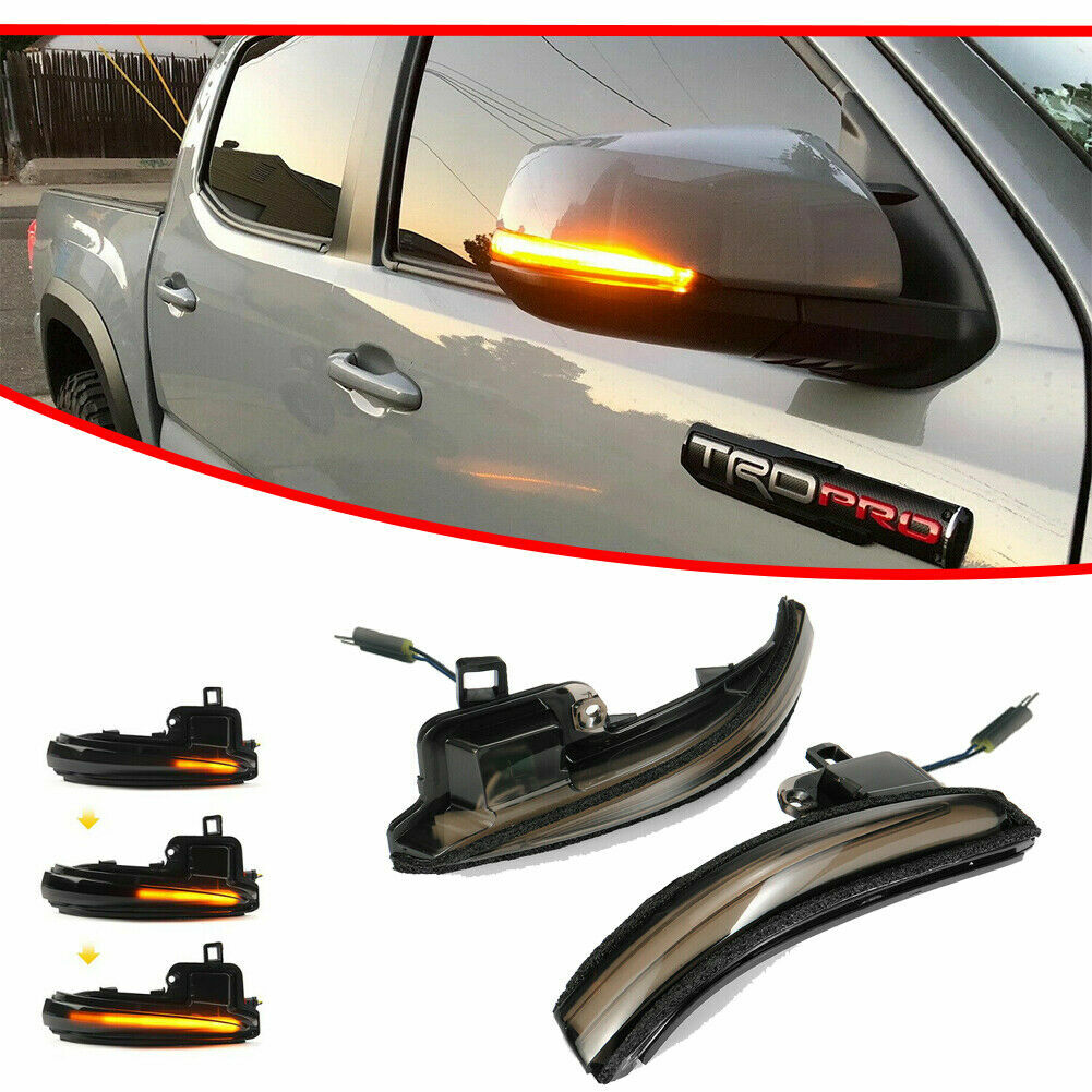 Smoked with amber LED sequential flashing side mirror signal lights for RAV4 Tacoma - v
