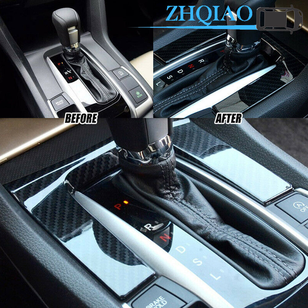 Gear Shift Panel Carbon Fiber Cover Trim Fits for Honda for Civic 16 2017 2018 2019 2020