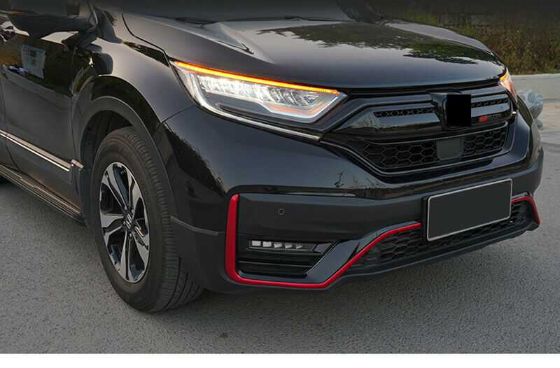 Black+Red Front Bumper Grille Lower Moulding Trim Strip for Honda CR-V 2020-2022