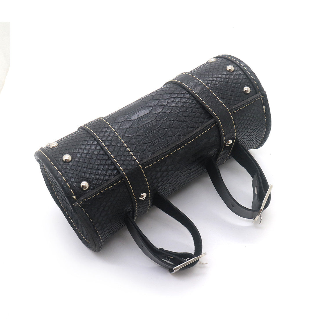 New Black for Mini Retro Crocodile PU leather Tool Bag Handlebar Sissy Bar Roll Bag Q
