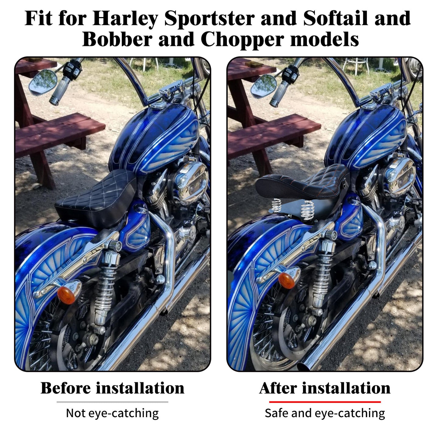 Chrome 2 Barrel Coiled Solo for Seat Springs for Harley for Honda for Suzuki Chopper Bobber