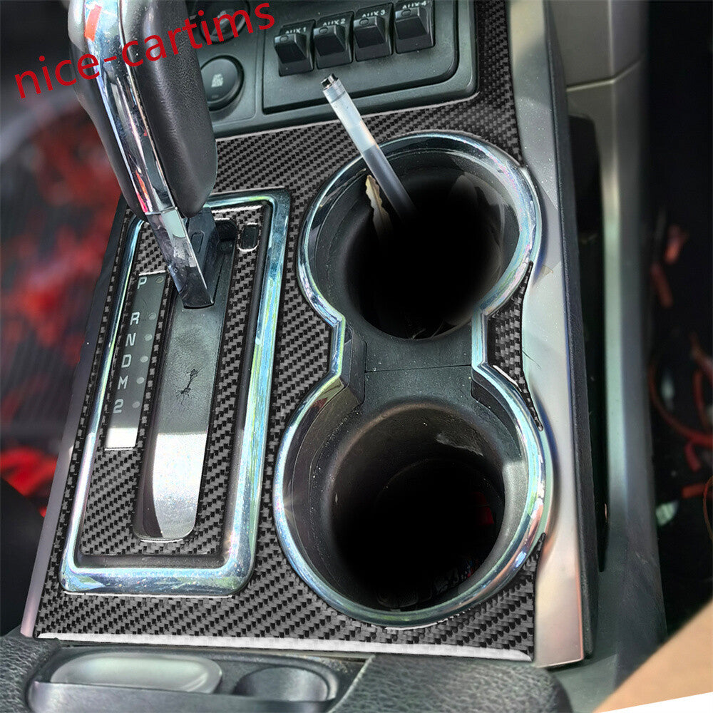 3¡ÁCarbon Fiber Gear Shift Panel Water Cup Holder Cover Fit for Ford F150 2009-14