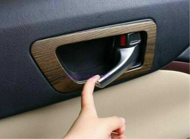 4X Wood Grain Inner Door Bowl Decor Frame Trims for Toyota Highlander 2014-2019