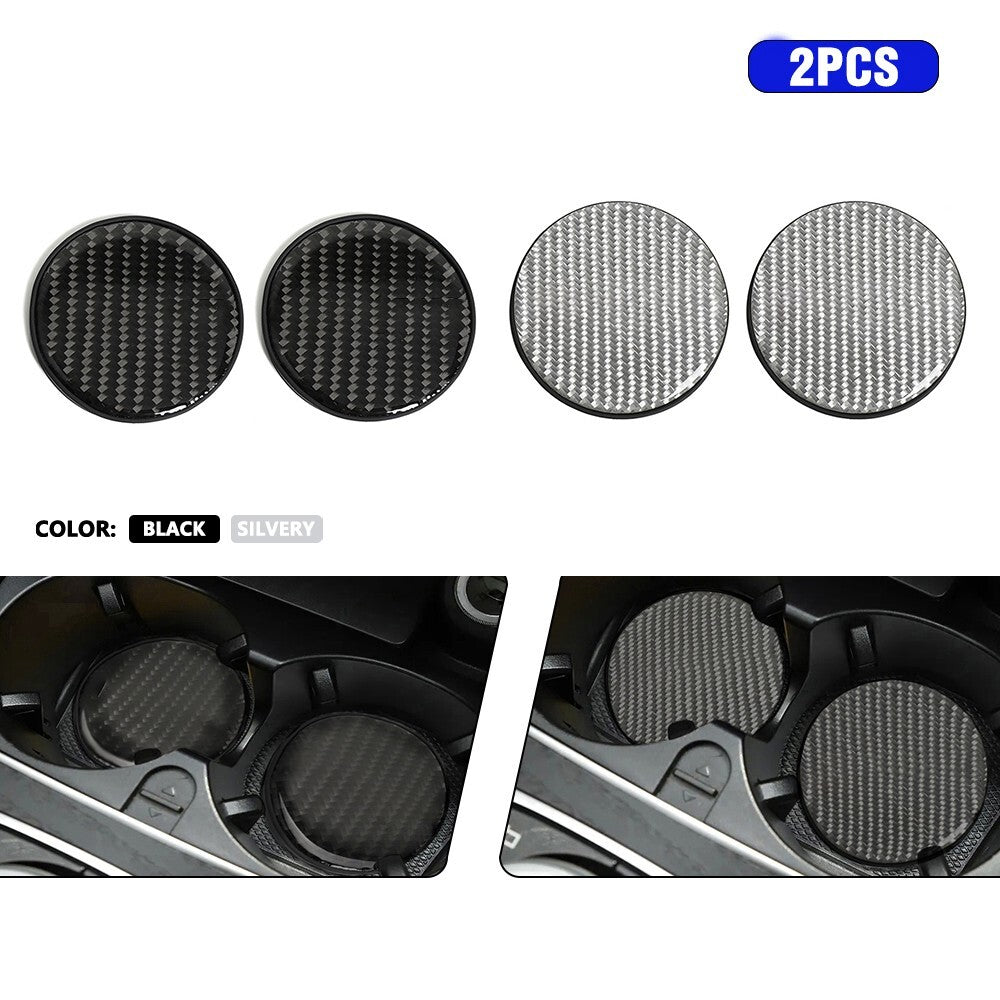 2PCS Carbon Fiber Car Cup Holder Pad Water Cup Slot Non-Slip Mat Universal