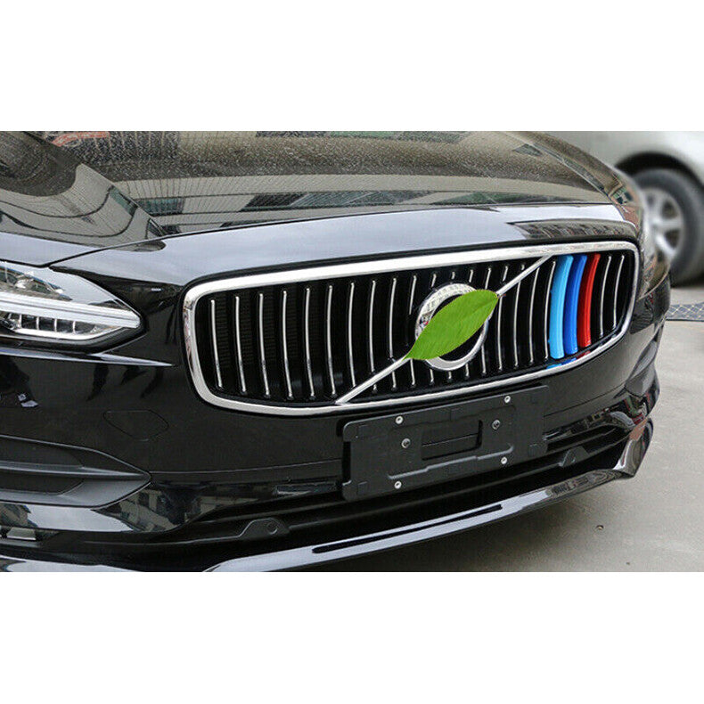 for Volvo S90 2017-2021 Front Center Mesh Grille Grill Cover Trim 3-Color Clips