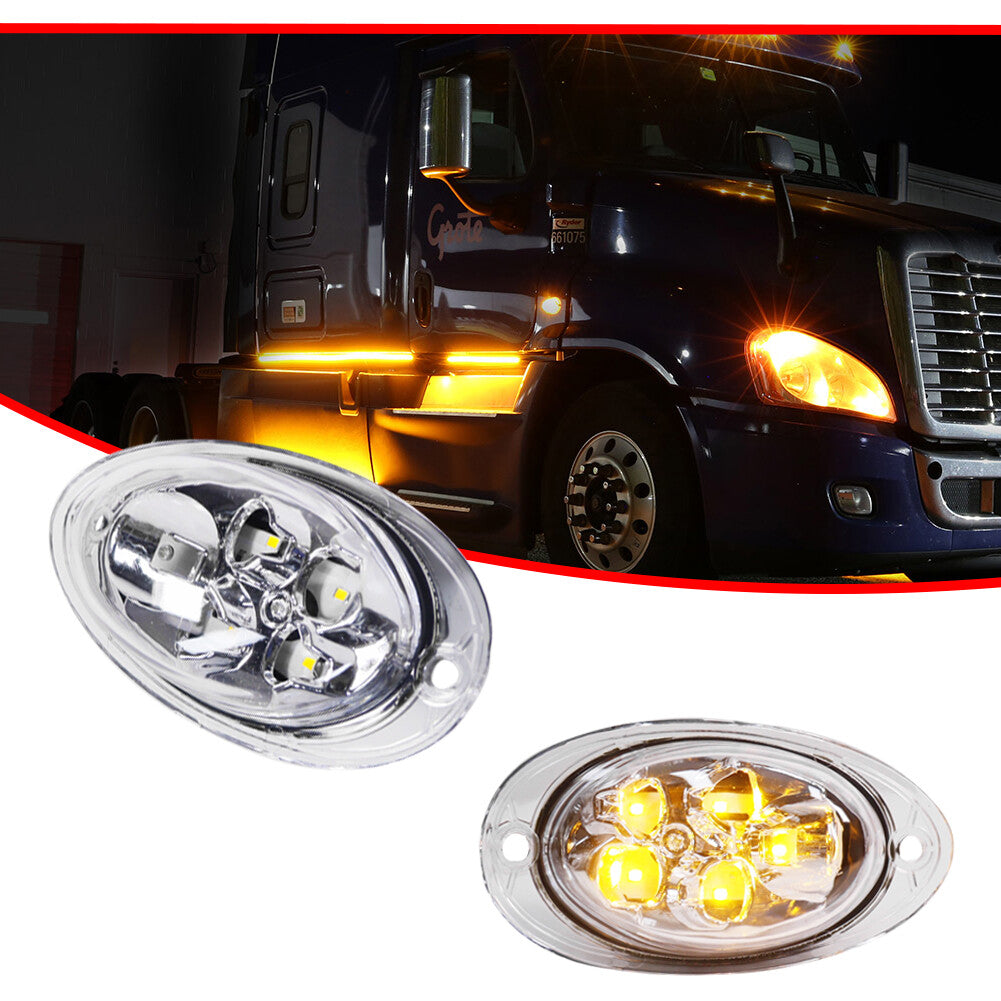Transparent lens cab side marker turn signal light set for Freightliner Cascadia 08-17- v