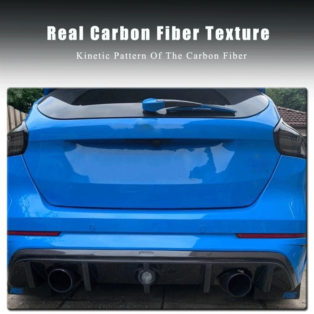 for Ford Focus RS Hatchback 16-18 REAL CARBON Rear Bumper Lip Diffuser Spoiler