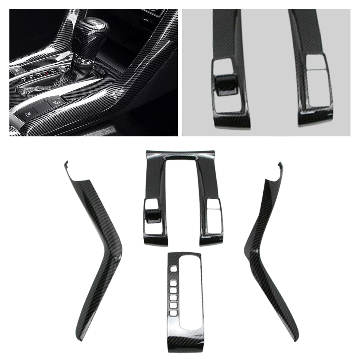 Center Console Shift Panel Carbon Fiber Style Cover Trim for Honda for Civic 2016-21