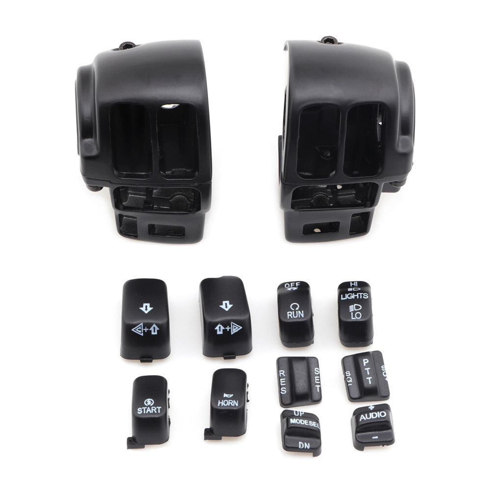 Black Switch Housing Cover+10pcs Button Cap for Harley Electra Road Glide 96-13 Q