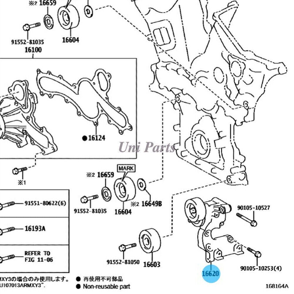 Belt tensioner 16620-31013 is suitable for Toyota 4Runner FJ Tacoma Tundra 4.0 2005 - 2009