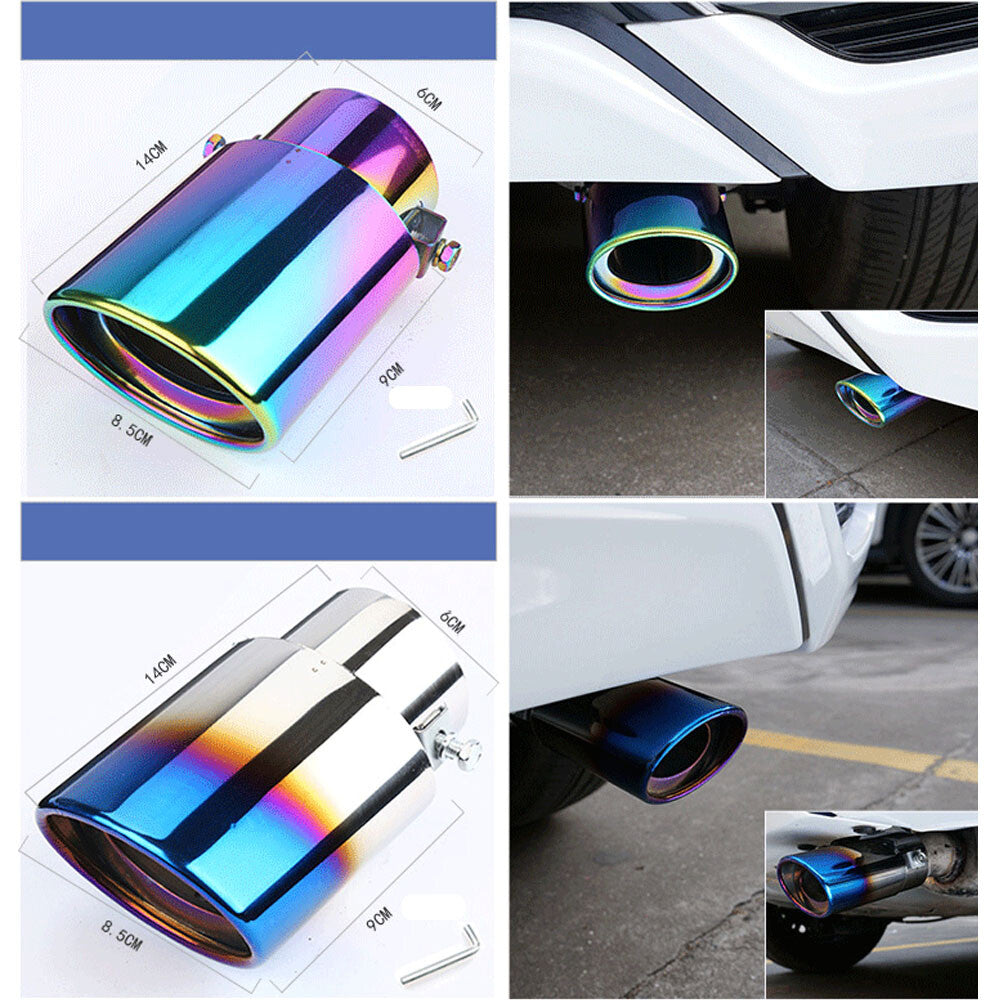 Car Exhaust Pipe Tip Rear Tail Throat Muffler Stainless Steel Round Universal Q