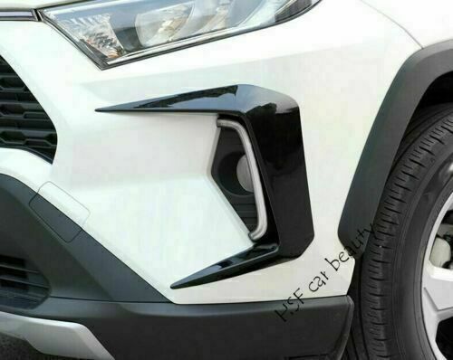 2For for TOYOTA RAV4 2019-2023 Glossy Black Exterior Front Fog Light Lamp Cover Trim