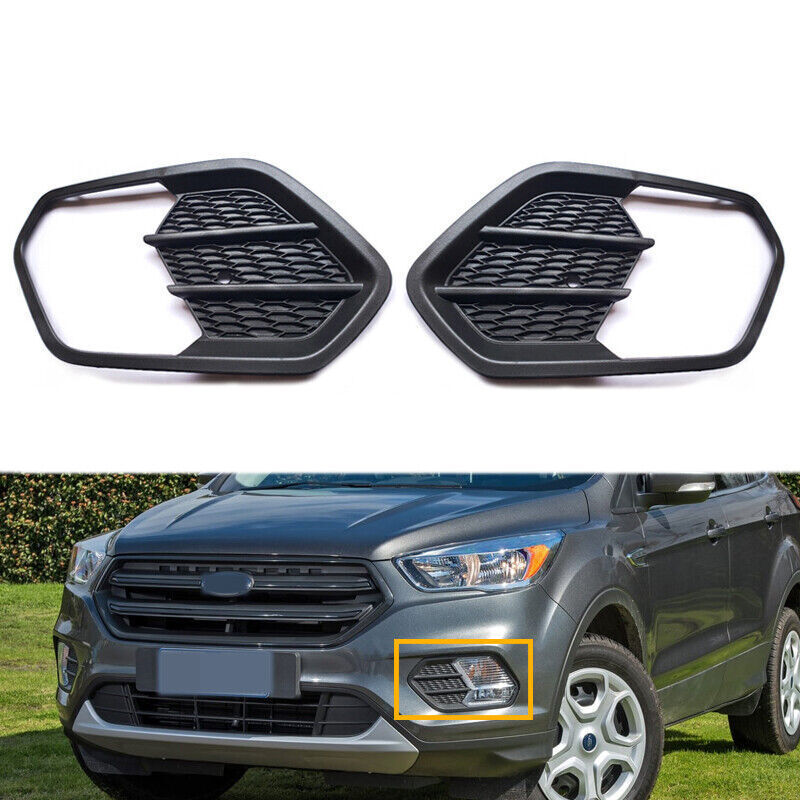 2X Front Bumper Fog Light Frame Grille Cover for Ford Escape Kuga 2017-2019