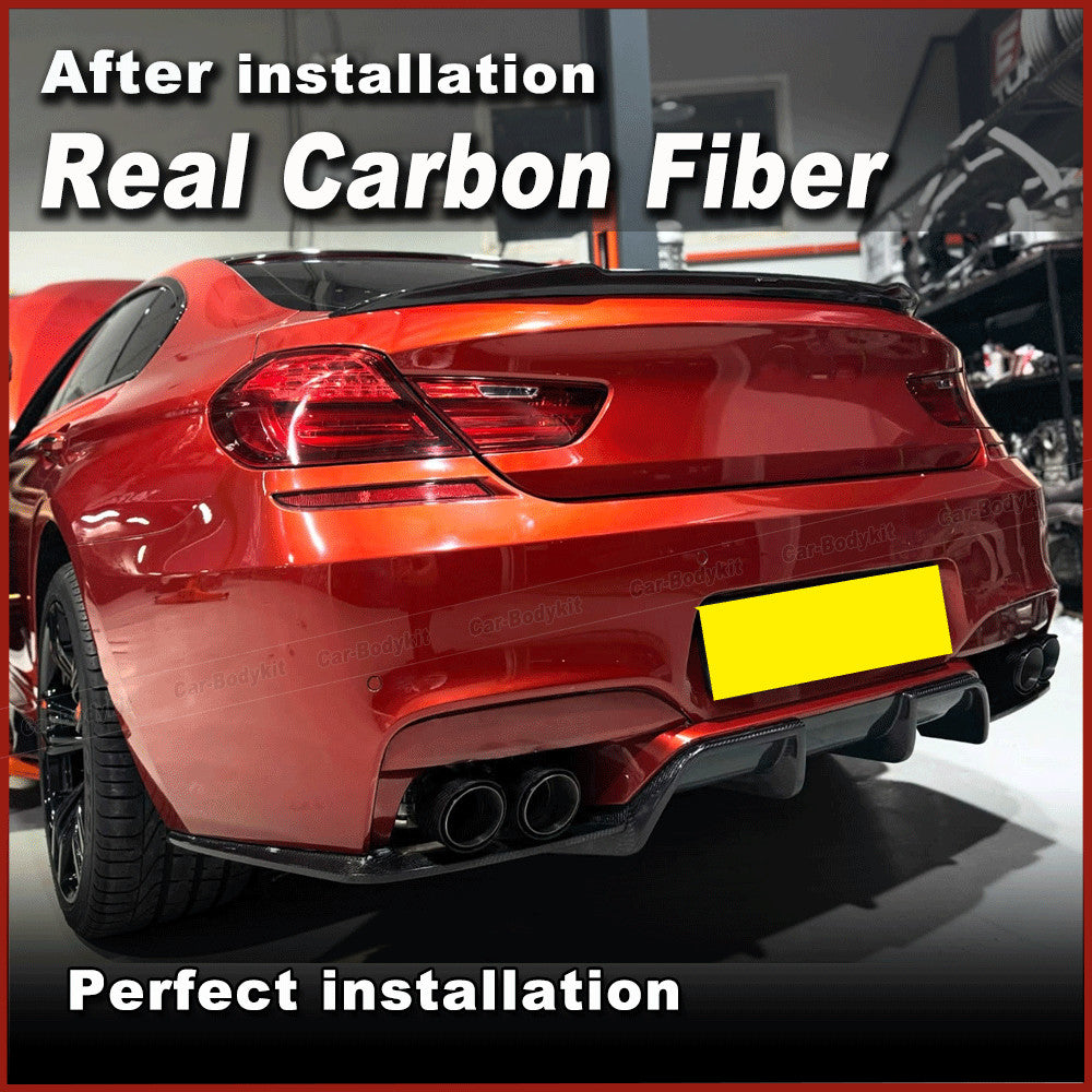 for BMW F06 F12 F13 M6 2013-2018 REAL CARBON Rear Bumper Diffuser Lip Splitters