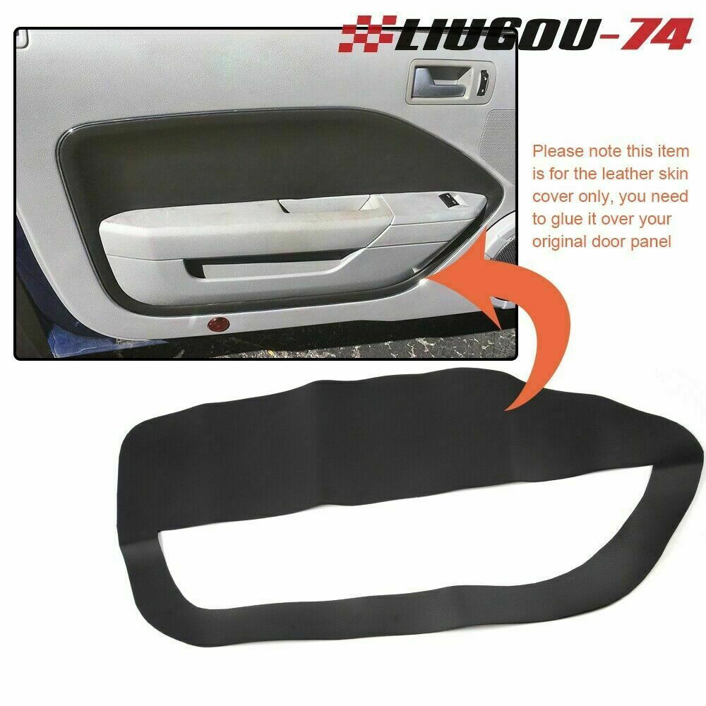 2 Piece Fits 2005 - 2009 for Mustang Leather Door Panel Insert Card Kit Black - v