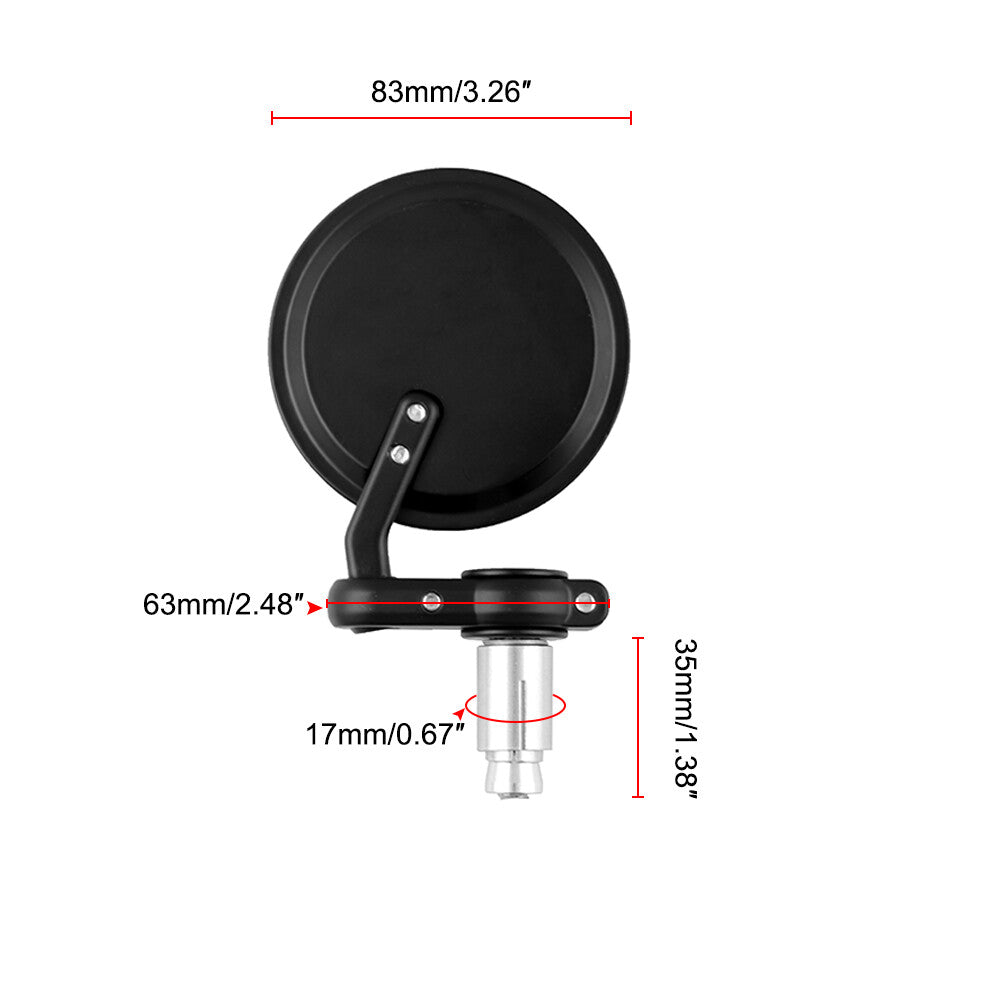 Folding Bar End Motorcycle Mirrors - Aluminum Black - Right and Left Cafe Racer Q