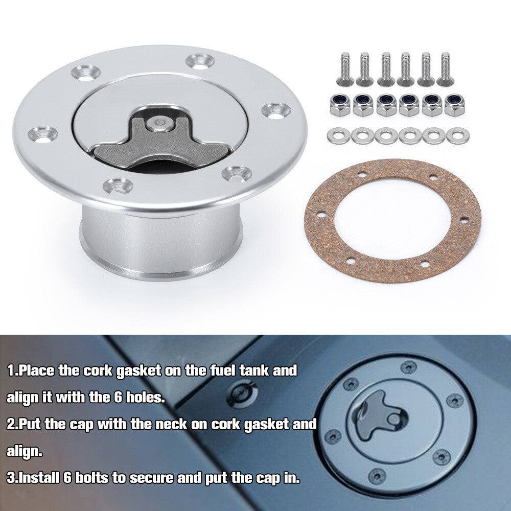 Billet Aluminum Aircraft Style Fuel Cell Gas Cap With 6 Hole Anodized ID. 64MM