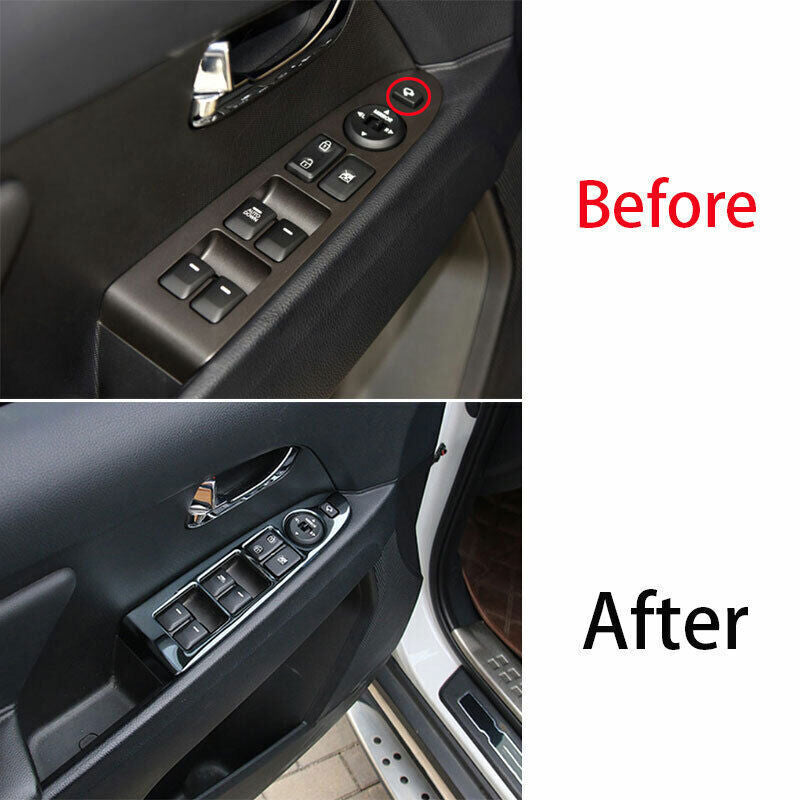 Car Glass Window Lifting Lock Cover Trim for Kia Sportage R GL 11-16 Black Steel