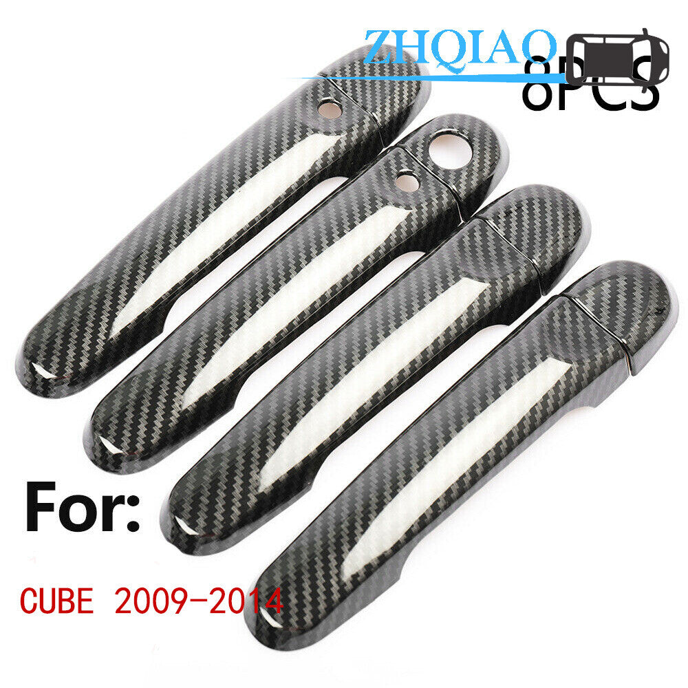 Carbon Fiber Side Door Handle Covers Trim Fit CUBE 09-14