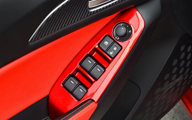 for Mazda 3 Axela 14-2018 ABS Bright Red Window Lift Lock Switch Panel Trim 4PCS
