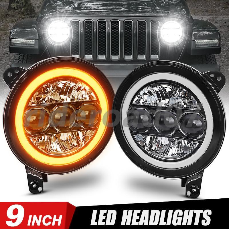 9 Round LED Headlights Fit for Jeep for Wrangler JL Gladiator JT 2018-2023